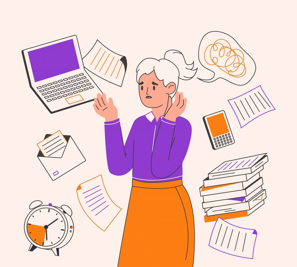 Woman stressed in office or business